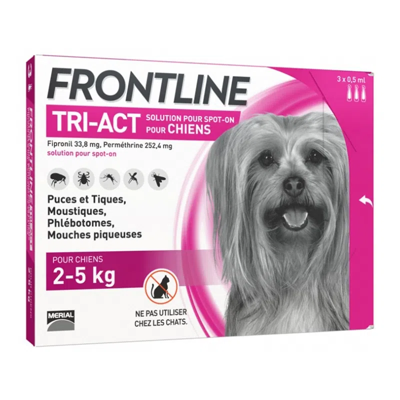 Antiparazitare caini - Frontline Tri-Act Spot-On XS (2-5 kg), cutie x 3 pipete