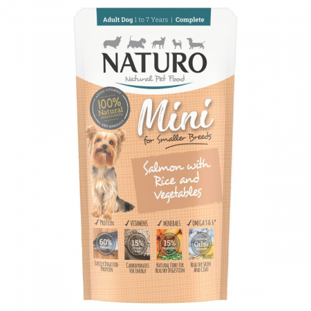 Caini - Naturo Adult Mini Dog Somon cu orez si vegetale