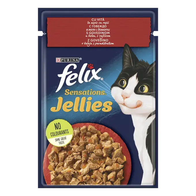 Pisici - Felix Sensation Vită în Aspic cu Roșii