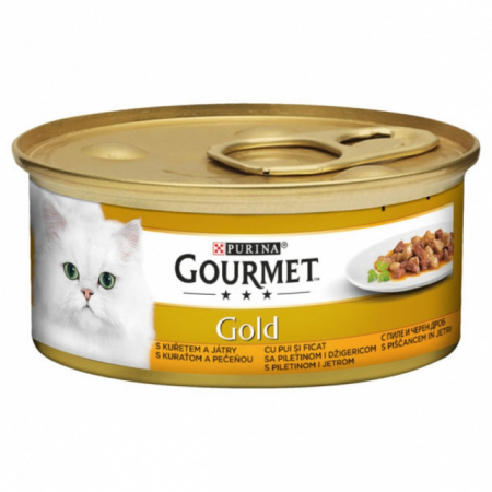 Pisici - Gourmet Gold cu pui și ficat în sos