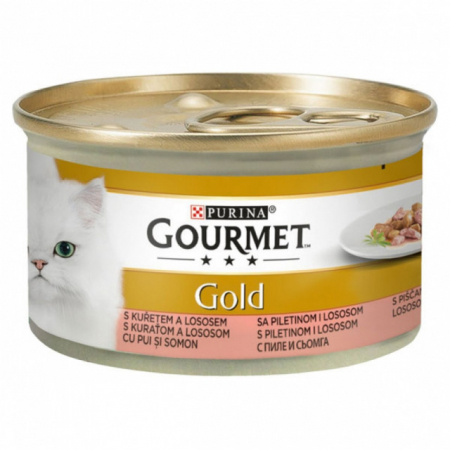 Hrana umeda pentru pisici - Gourmet Gold cu pui și somon în sos