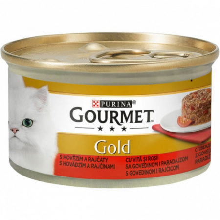 Hrana umeda pentru pisici - Gourmet Gold Savoury Cake cu vită și roșii