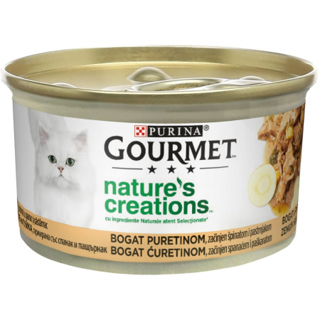 Hrana umeda pentru pisici - Gourmet Nature's Creations Curcan, Pastarnac si Spanac