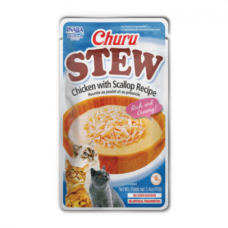 Hrana umeda pentru pisici - Inaba Churu Stew Chicken with Scallop Recipe