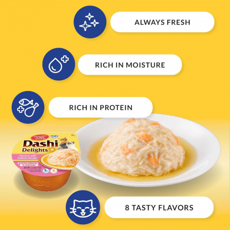 Hrana umeda pentru pisici, Inaba Dashi Delights Chicken with Tuna & Scallop Recipe, 70G [3]