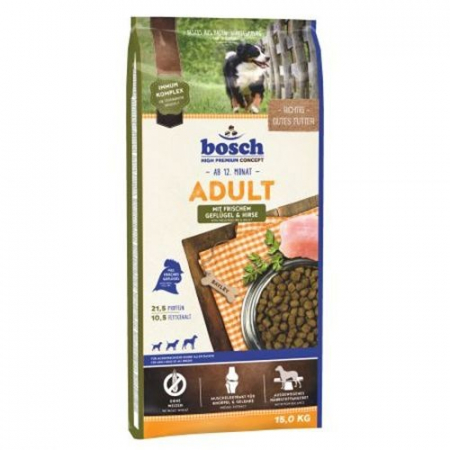 Caini - Hrana uscata pentru caini, Bosch Adult Pasare Si Mei, 15Kg