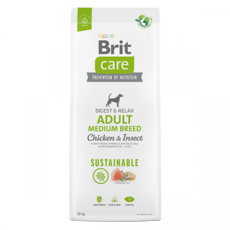 Caini - Hrana uscata pentru caini, Brit Care Dog Sustainable Adult Medium Breed, 12 kg