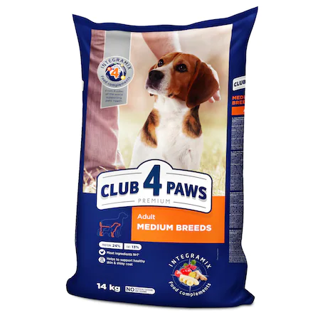 Hrana uscata caini - Club 4 Paws Adult cu Pui Talie Medie