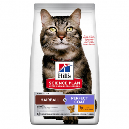 Hrana uscata pentru pisici - Hill'S SP Feline Adult Hairball & Perfect Coat