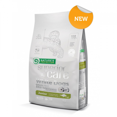 Hrana uscata caini - Natures Protection White Dogs Grain Free White Fish Junior Small and Mini Breeds