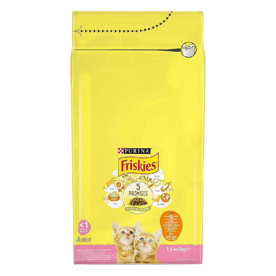Pisici - Friskies Junior cu Pui, Lapte și Legume