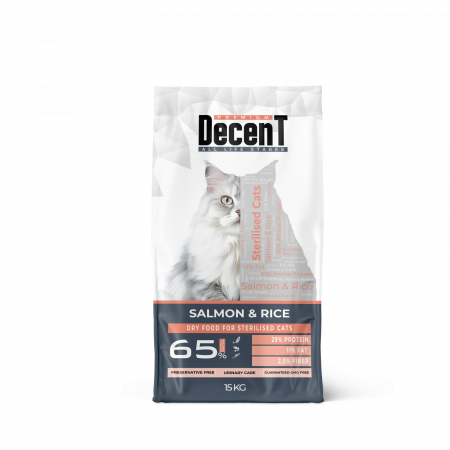 Pisici - DecenT Adult Cat Sterilised Urinary Care cu Somon si Orez, 15 Kg