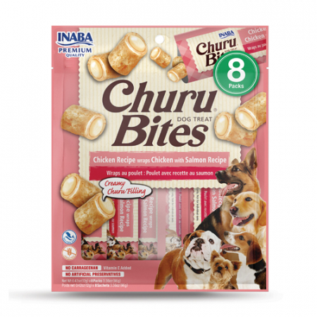 Recompense caini - Inaba Churu Bites cu Pui si Somon, 12g x 8