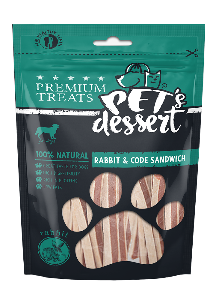 Caini - Pet's Desert Dog Rabbit and Cod Sandwich 80 Gr LSR-08