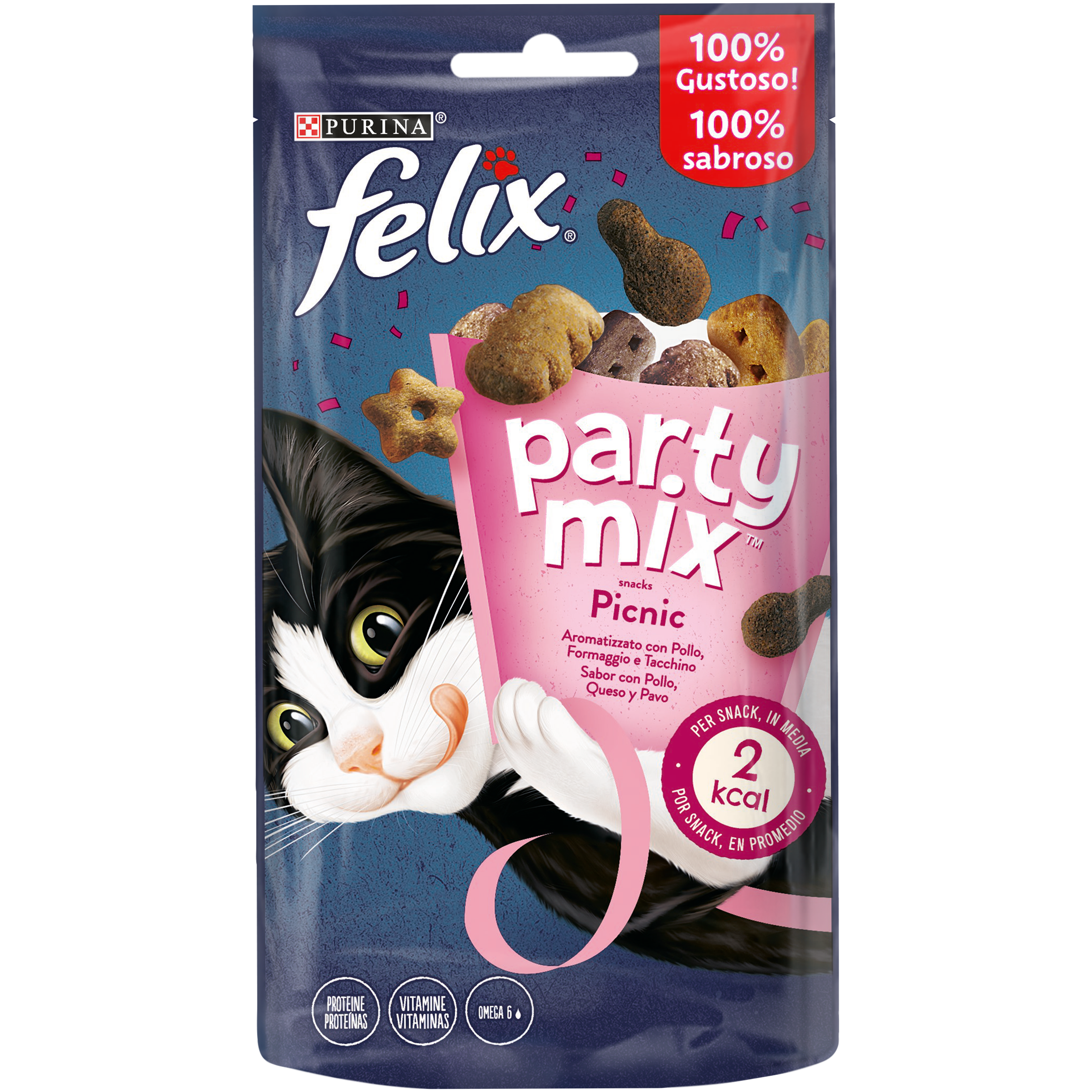 Pisici - Felix Party Mix cu Pui, Brânză și Curcan