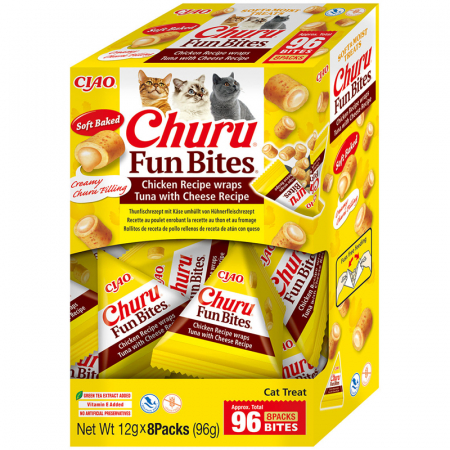 Recompense pisici - Inaba Churu Fun Bites Pui, Ton si Branza