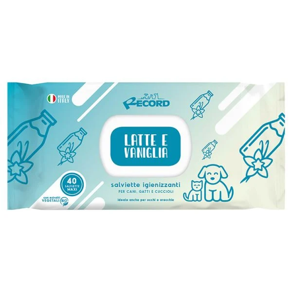 Covorase si servetele pentru caini - Servetele umede pentru caini, Record, 40 buc