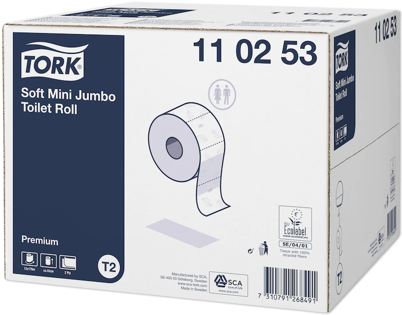 Rolă hârtie igienică Tork Soft Mini Jumbo 2 straturi, 110253, T2, 12 role/bax [1]