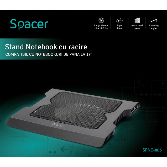 Cooler Laptop Spacer SPNC-883 17", Negru [5]