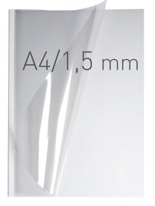 Coperti plastic PVC cu sina metalica 1.5mm, OPUS Easy Open - transparent cristal/alb [1]