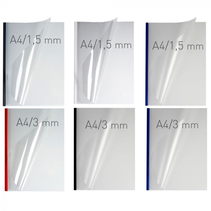 Coperti plastic PVC cu sina metalica 1.5mm, OPUS Easy Open - transparent mat/alb [1]