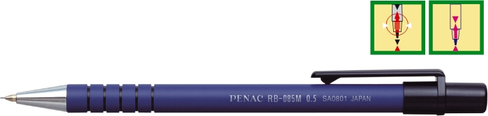 Creion mecanic PENAC RB-085M, rubber grip, 0.5mm, con si varf metalic - corp albastru [1]