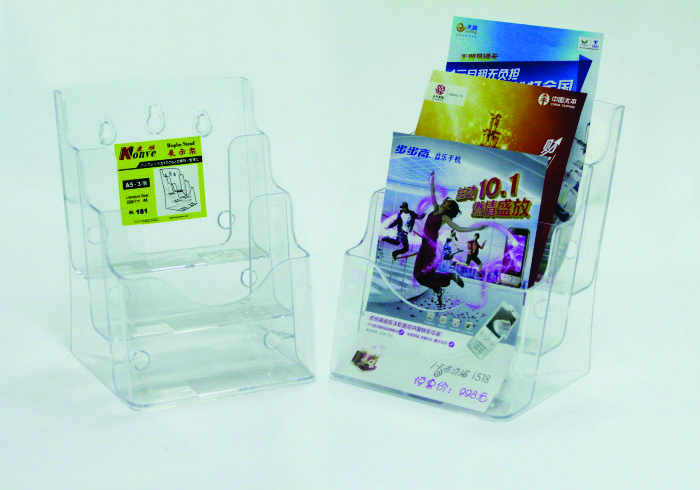 Display plastic pentru brosuri, de birou/perete, 3 x A5, KEJEA - transparent [1]