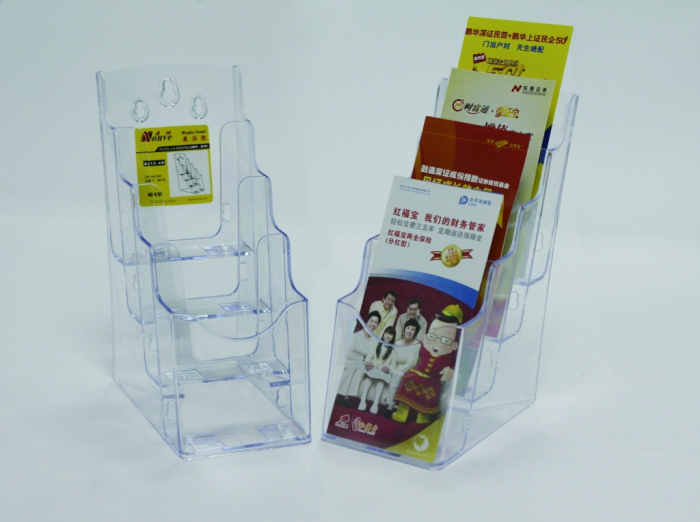 Display plastic pentru brosuri, de birou/perete, 4 x 1/3A4, KEJEA - transparent [1]