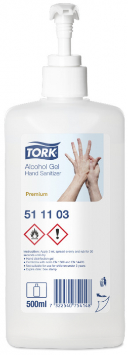 Gel dezinfectant pentru maini pe baza de alcool 500ml, Tork [1]