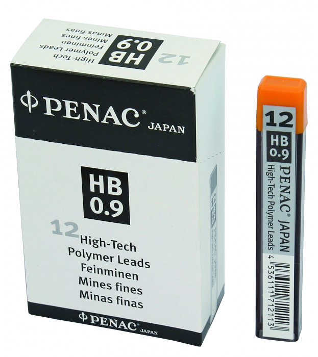 Mine pentru creion mecanic 0,9mm, 12/set, PENAC - HB [1]