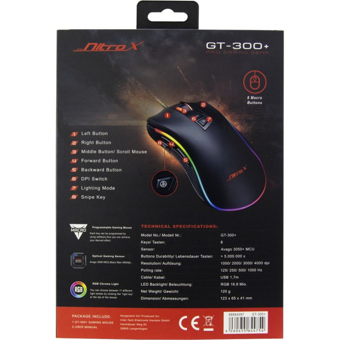 Mouse gaming GT-300+ negru iluminare RGB [8]