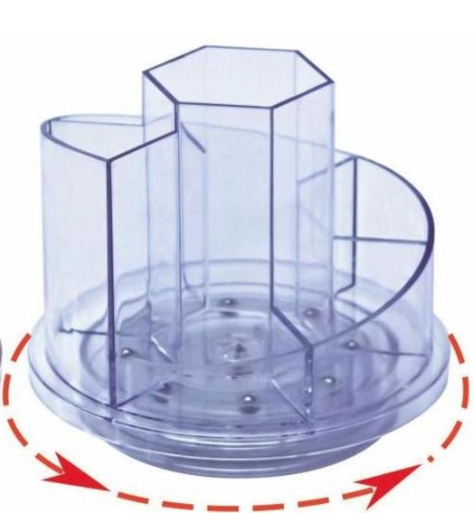 Suport plastic pentru accesorii de birou, rotativ, 7 compartimente, KEJEA - transparent [1]