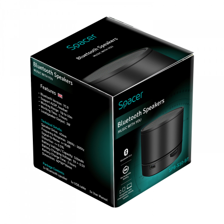 Boxa portabila Spacer Bluetooth S10 Neagra [1]