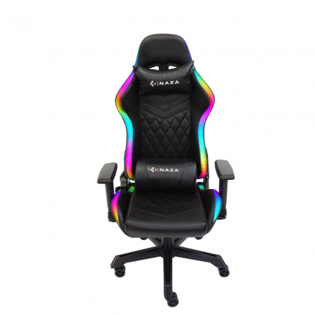 Scaun gaming Inaza Rainbow, Iluminare RGB, Negru [1]