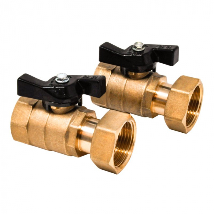 Set robineti sfera drepti fluture, cu olandez, 1” F pivotant x Ø22 cupru, C 655 G [1]