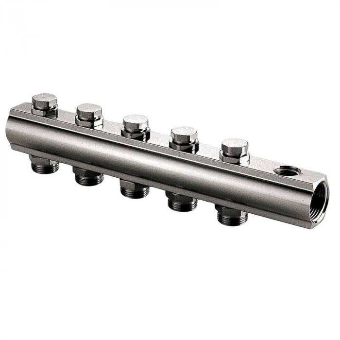 Distribuitor bara tur, 7 circuite, 1 1/4" x EUROK, cu iesire ventil aerisire si robinet golire/umplere, CI 553 N [1]