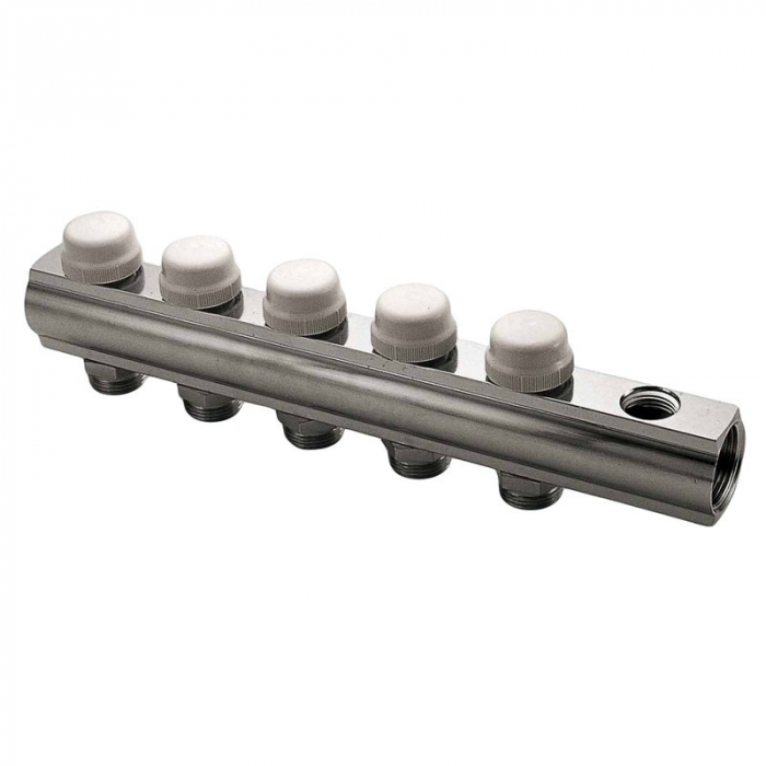 Distribuitor retur cu insertii termostatabile, 7 circuite, 1“ x EK, iesire ventil si robinet, CI 555 CN [1]