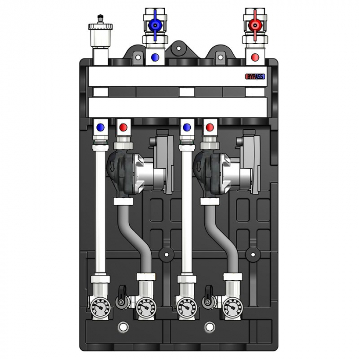 Modul de distribuție MULTIMIX-C pentru centrale termice, 2 zone temperatura ridicata, cu izolatie, pompa WILO4F-110, MUL-C 2HE [1]