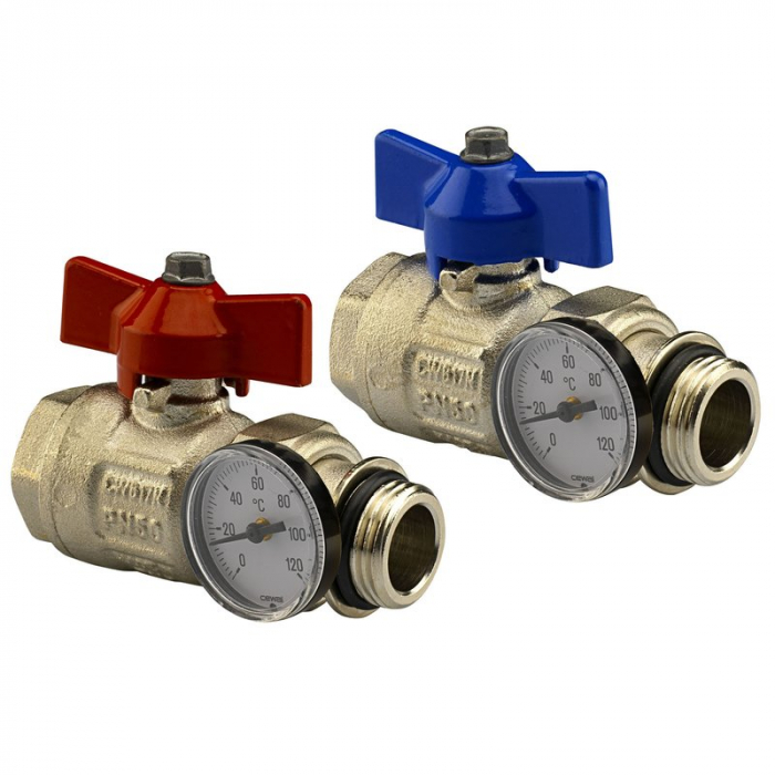 Set robineti sfera drepti fluture, 1 1/4", cu olandez, AC 655 N [1]