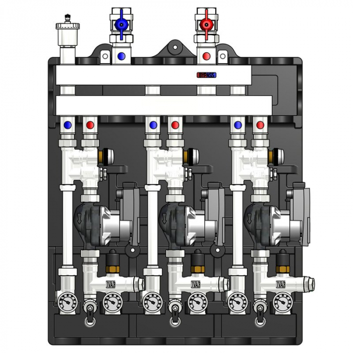Modul de distribuție MULTIMIX-C pentru centrale termice, 3 zone temperatura scazuta, caseta, pompa WILO4F-110, MUL-C 3LE [1]