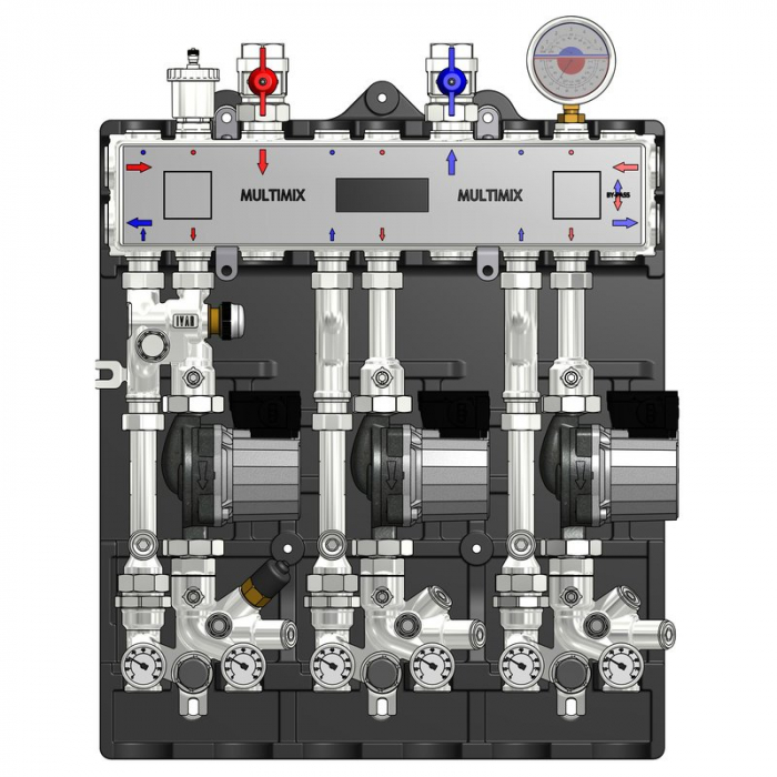 Modul de distribuție MULTIMIX pentru centrale termice de zonă, 3 zone temperatura ridicata, pompa WILO 3F, izolatie, MUL2H/1L [1]