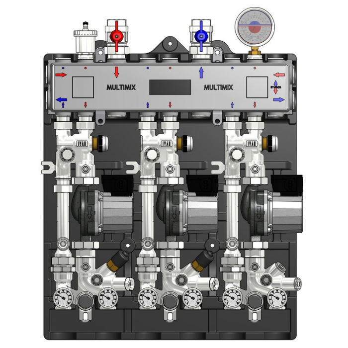 Modul de distribuție MULTIMIX pentru centrale termice de zonă, 3 zone temperatura scazuta, pompa WILO 3F, izolatie, MUL 3L [1]
