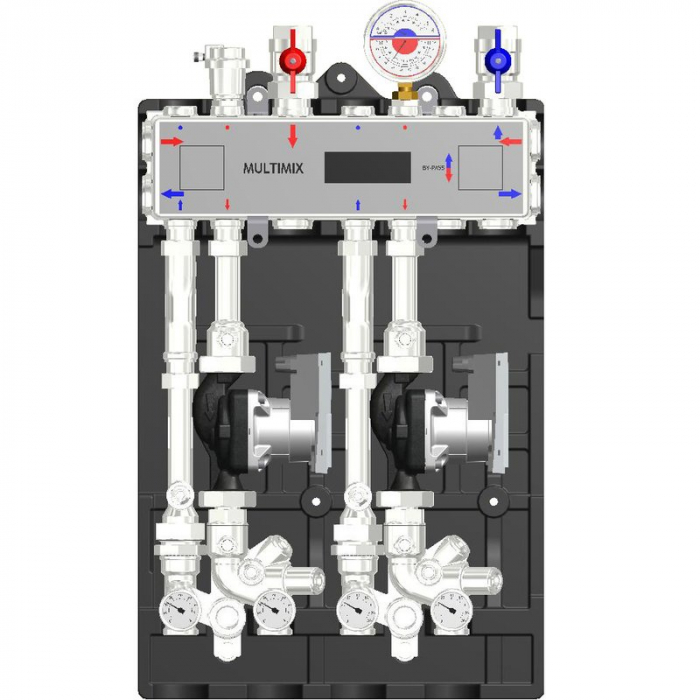 Modul de distribuție MULTIMIX pentru centrale termice de zonă, 2 zone temperatura ridicata, pompa WILO 4F, caseta, MUL 2HE [1]