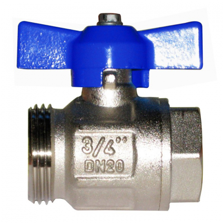 Robineti sfera - Robinet sfera fluture, fara olandez, 3/4“ F x 1“ M, cu maneta albastra, AC 635 NB