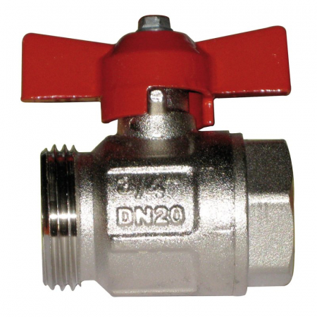 Robineti sfera - Robinet sfera fluture drept, fara olandez, 1/2“ F x 3/4“ M, cu maneta rosie, AC 635 NR