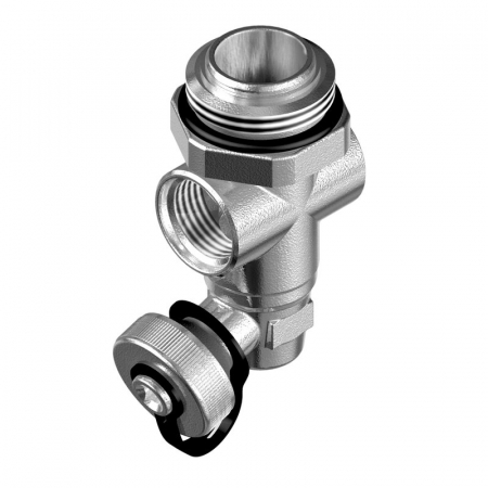 Terminale pentru distribuitoare - Racord terminal pentru distribuitoare, plastic, 1/2“F x 1“M x 1/2“F echipat cu robinet golire/umplere, AC 678