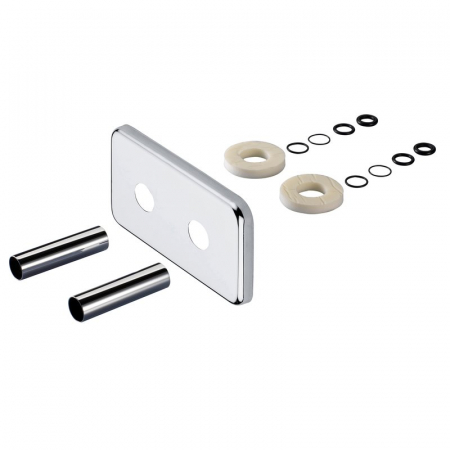 Accesorii seria OPTIMA - Kit complet acoperire teava cu ornament alama dublu, Ø18 x 70 mm, alb, pentru seria OPTIMA.