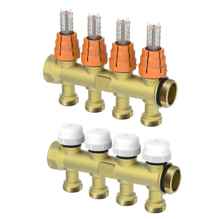 Distribuitoare - Set distribuitoare, alama, 5 circuite, 1“ x EUROK, EASY RADIANT