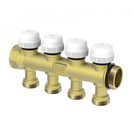 Distribuitoare - Distribuitor retur modular, 4 circuite, alama, 1“ x EUROK, EASY RADIANT