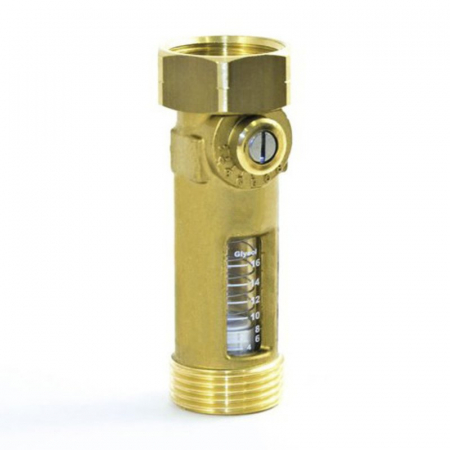 Accesorii pentru sistemele solare - Debitmetru in linie, pentru echilibrare sisteme solare, 1" M x 1" F (DN 20), 1,5-6 l/min, 130°C, FLI-SOL